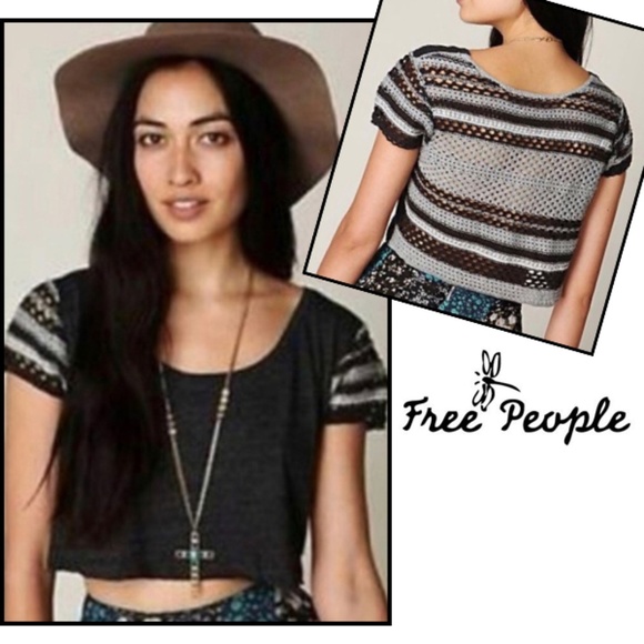 Free People Tops - Free People Crochet Back Crop Top Size XS